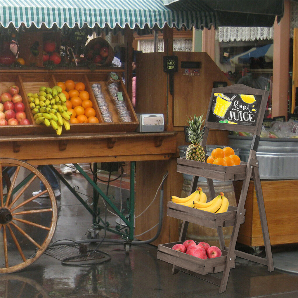 Vintage Wooden Chalkboard Easel 38x50CM with 3 Shelves Tristar Online