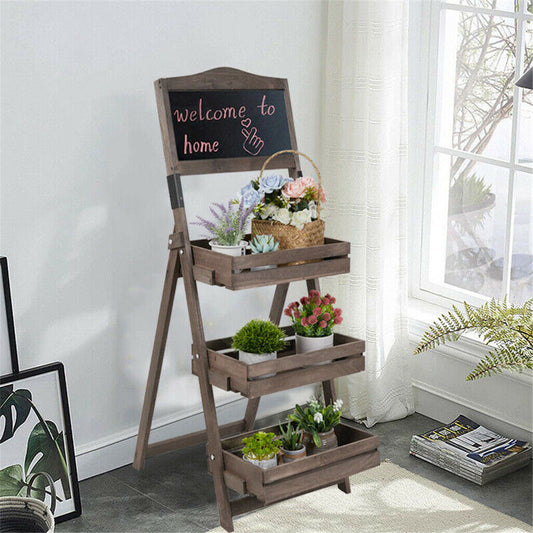 3 Tier Rustic Wood Plant Stand 38CM Corner Shelf Tristar Online