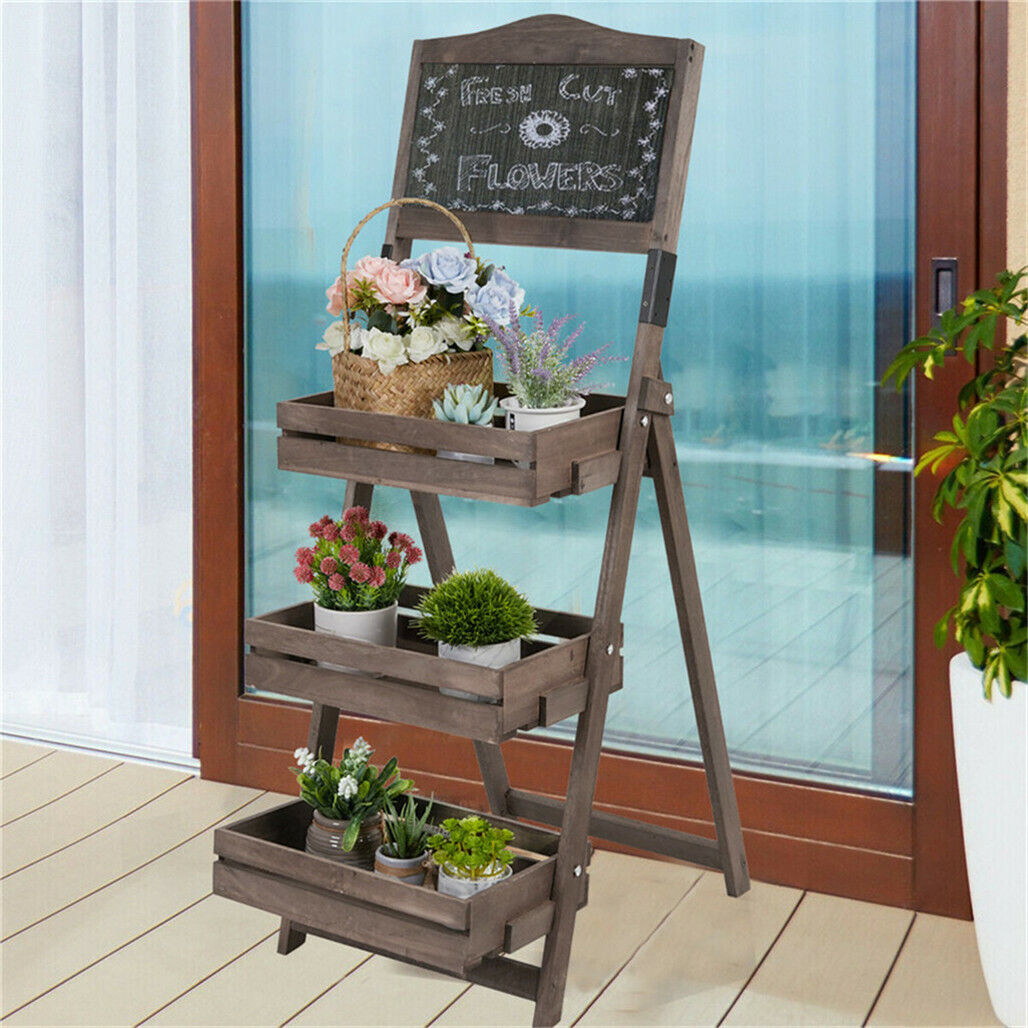 3 Tier Rustic Wood Plant Stand 38CM Corner Shelf Tristar Online