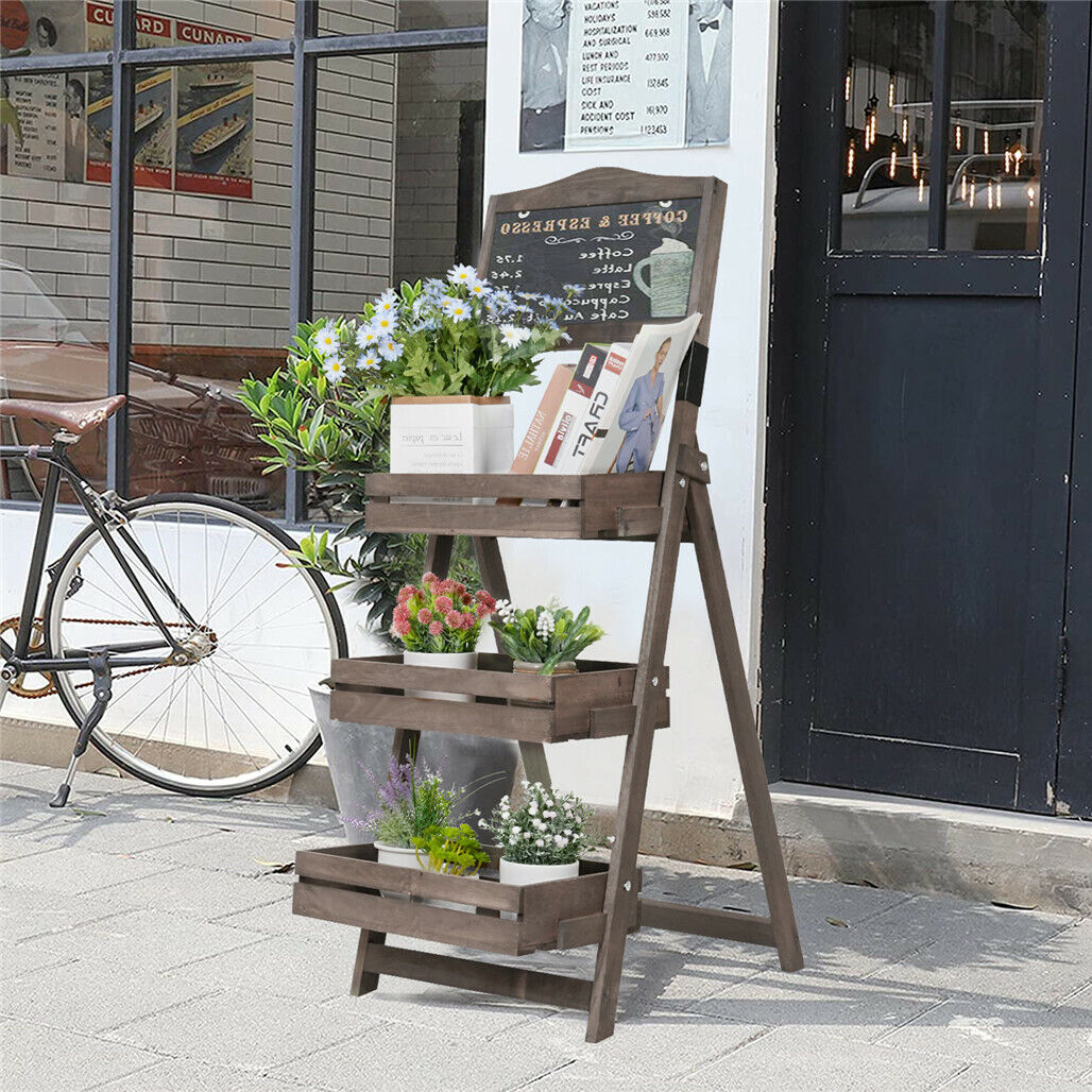 3 Tier Rustic Wood Plant Stand 38CM Corner Shelf Tristar Online