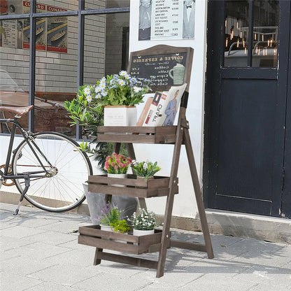 3 Tier Rustic Wood Plant Stand 38CM Corner Shelf Tristar Online
