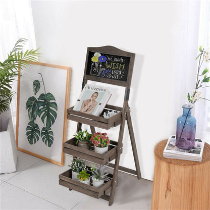 3 Tier Rustic Wood Plant Stand 38CM Corner Shelf Tristar Online