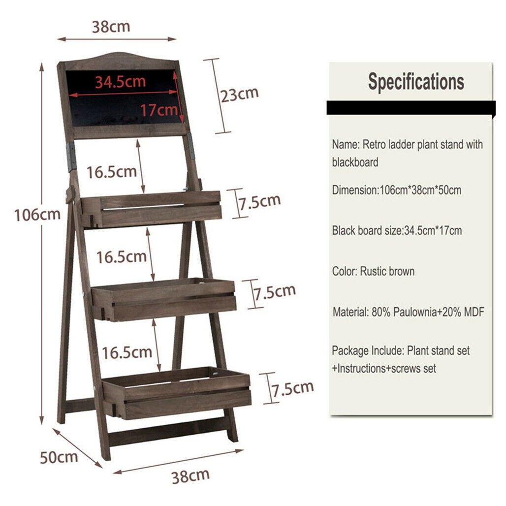 3 Tier Rustic Wood Plant Stand 38CM Corner Shelf Tristar Online
