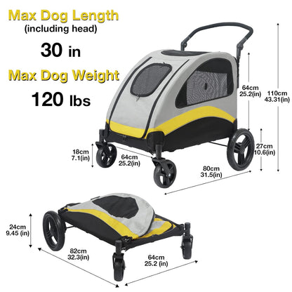 XL Dog Stroller Pet Pushchair Foldable Travel Cart Tristar Online