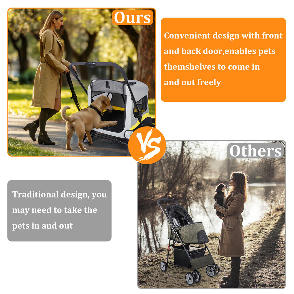 Dog Stroller w/ Rain Cover Foldable Pet Cart Tristar Online