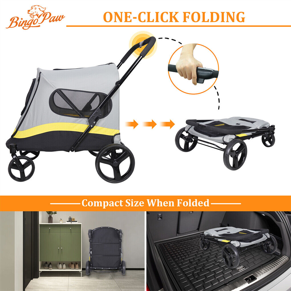 Dog Stroller w/ Rain Cover Foldable Pet Cart Tristar Online