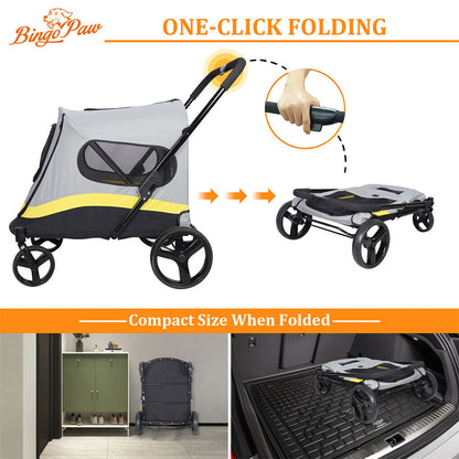 Dog Stroller w/ Rain Cover Foldable Pet Cart Tristar Online