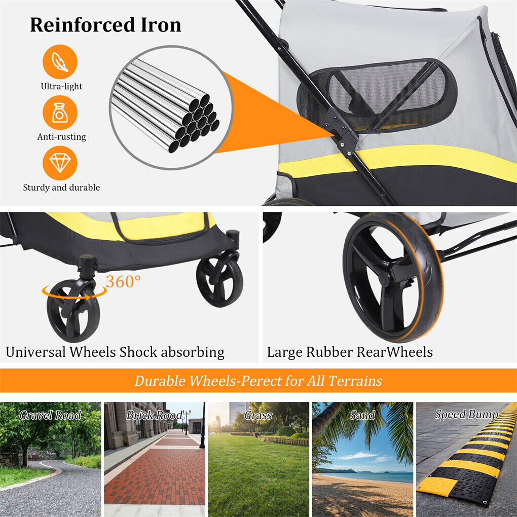 Dog Stroller w/ Rain Cover Foldable Pet Cart Tristar Online