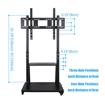 Rolling TV Stand 32-100 w/ Adjustable Mount & 2-Tier Shelf Tristar Online