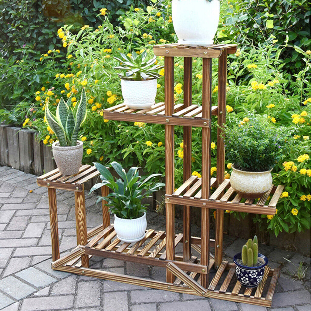 5-Tier Wooden Plant Stand Flower Display Shelf Indoor Outdoor Garden Tristar Online