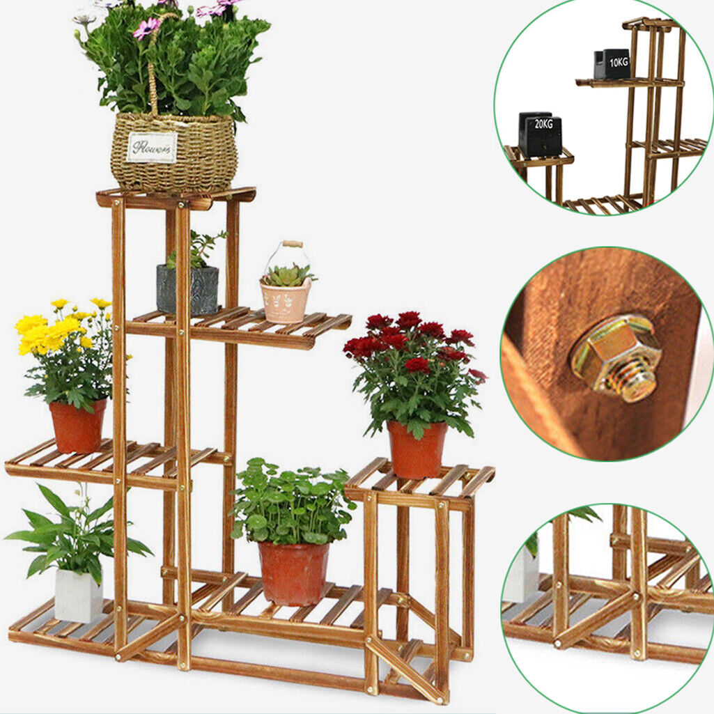 5-Tier Wooden Plant Stand Flower Display Shelf Indoor Outdoor Garden Tristar Online
