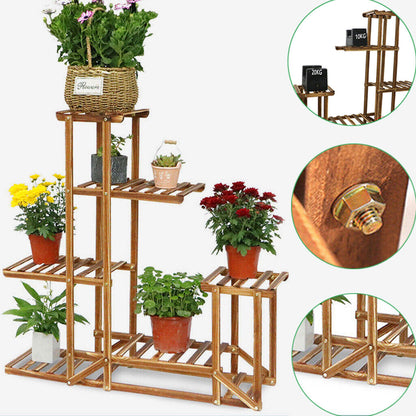 5-Tier Wooden Plant Stand Flower Display Shelf Indoor Outdoor Garden Tristar Online