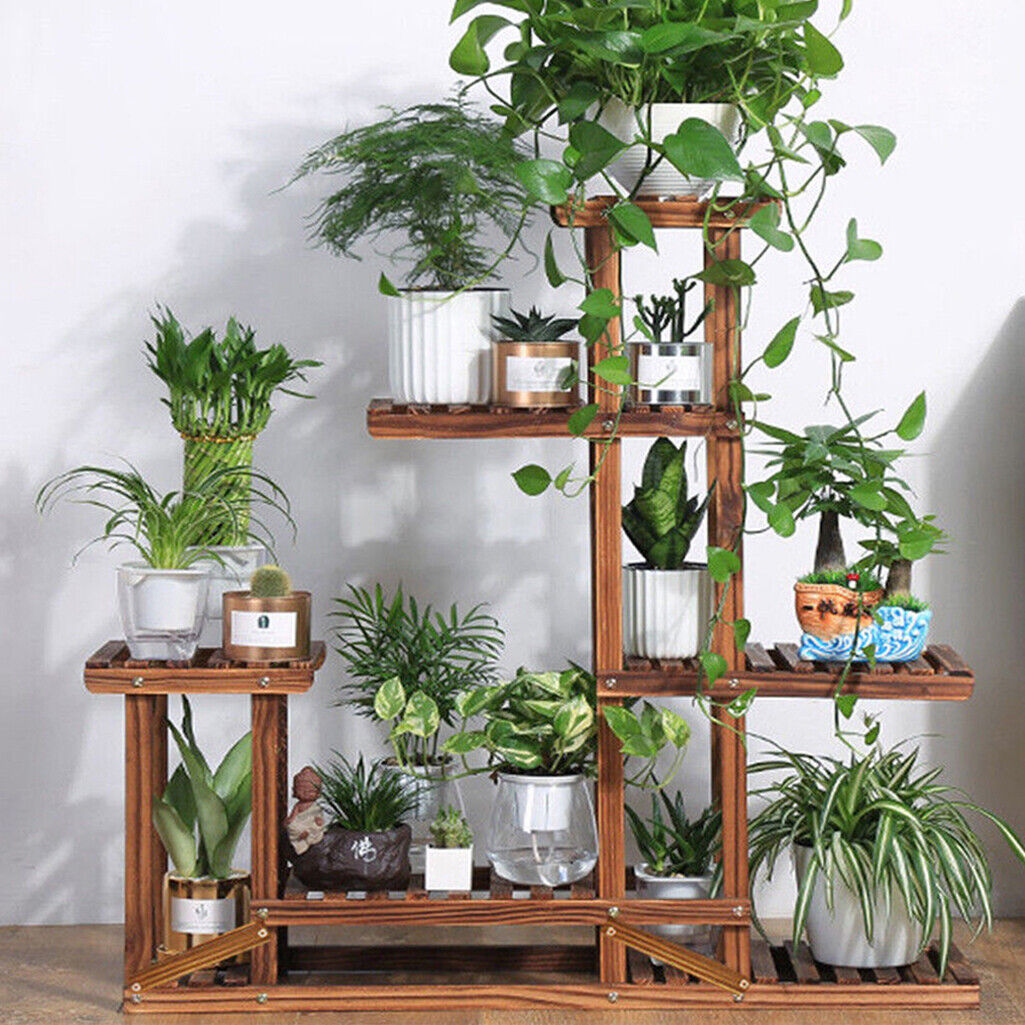 5-Tier Wooden Plant Stand Flower Display Shelf Indoor Outdoor Garden Tristar Online