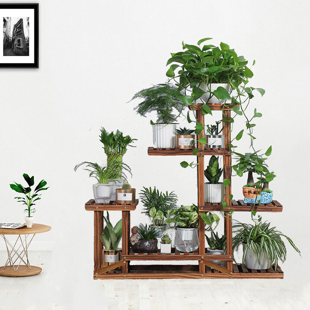5-Tier Wooden Plant Stand Flower Display Shelf Indoor Outdoor Garden Tristar Online