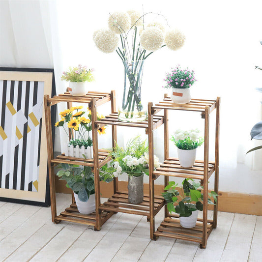 8-Tier Wooden Plant Stand Outdoor Indoor Garden Shelf Tristar Online