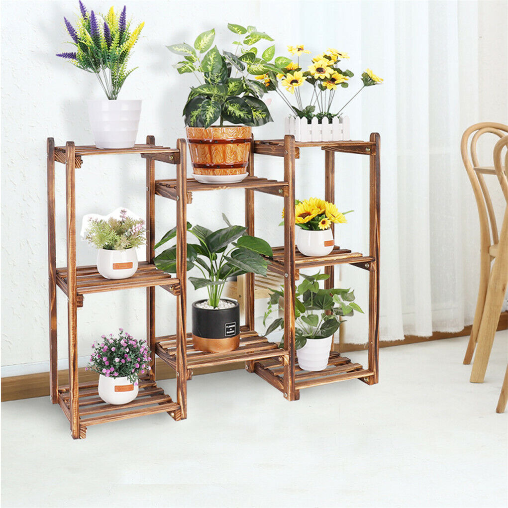 8-Tier Wooden Plant Stand Outdoor Indoor Garden Shelf Tristar Online