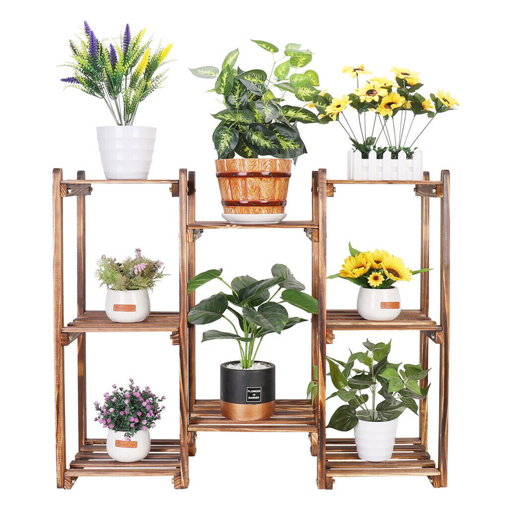 8-Tier Wooden Plant Stand Outdoor Indoor Garden Shelf Tristar Online