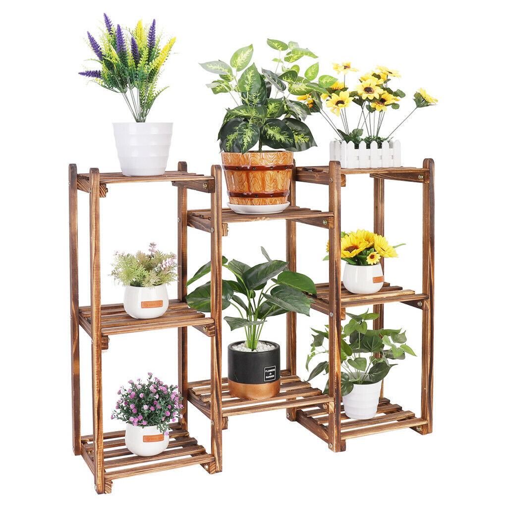 8-Tier Wooden Plant Stand Outdoor Indoor Garden Shelf Tristar Online