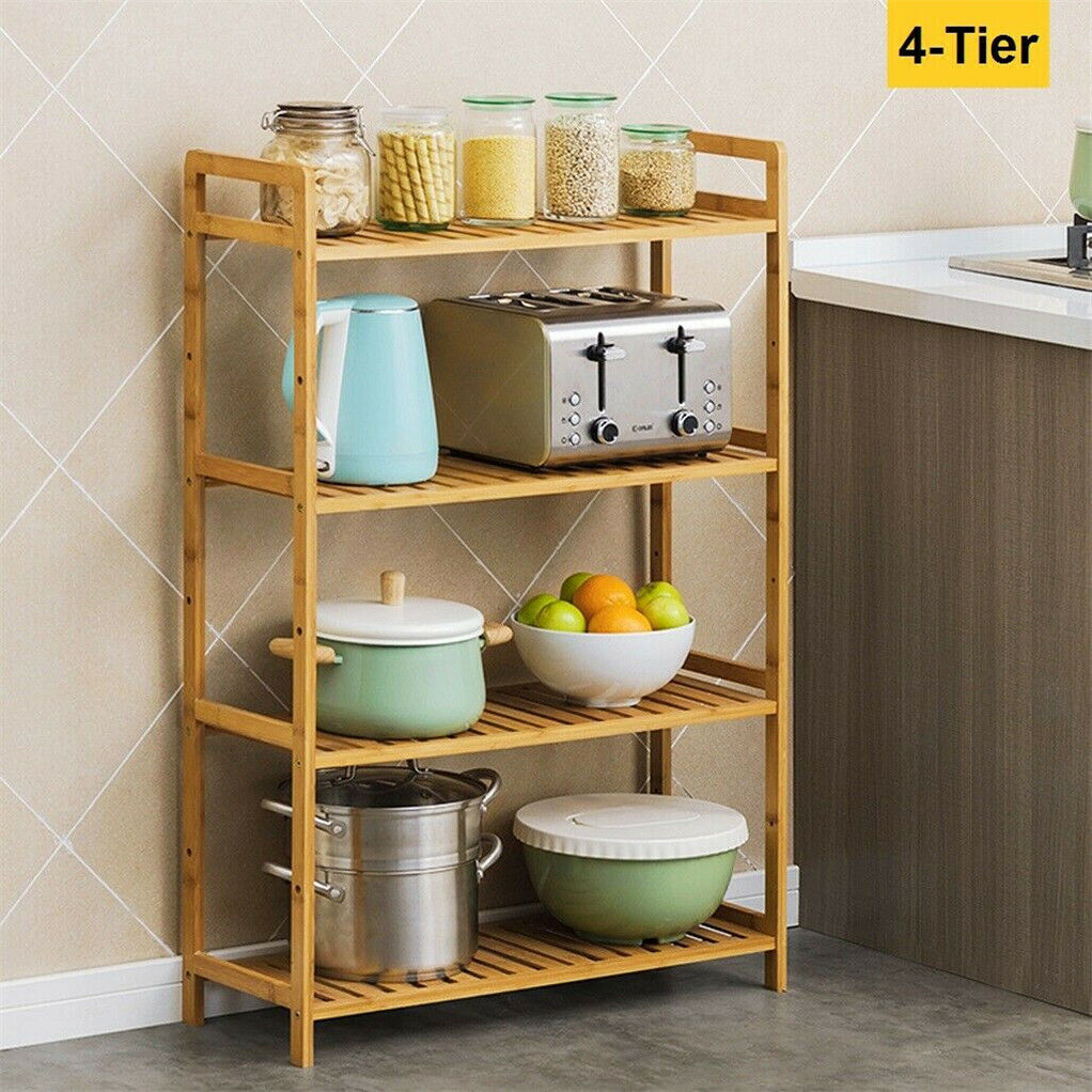 Bamboo 4 Tier Shelving Unit Kitchen Bedroom Bookshelf Tristar Online