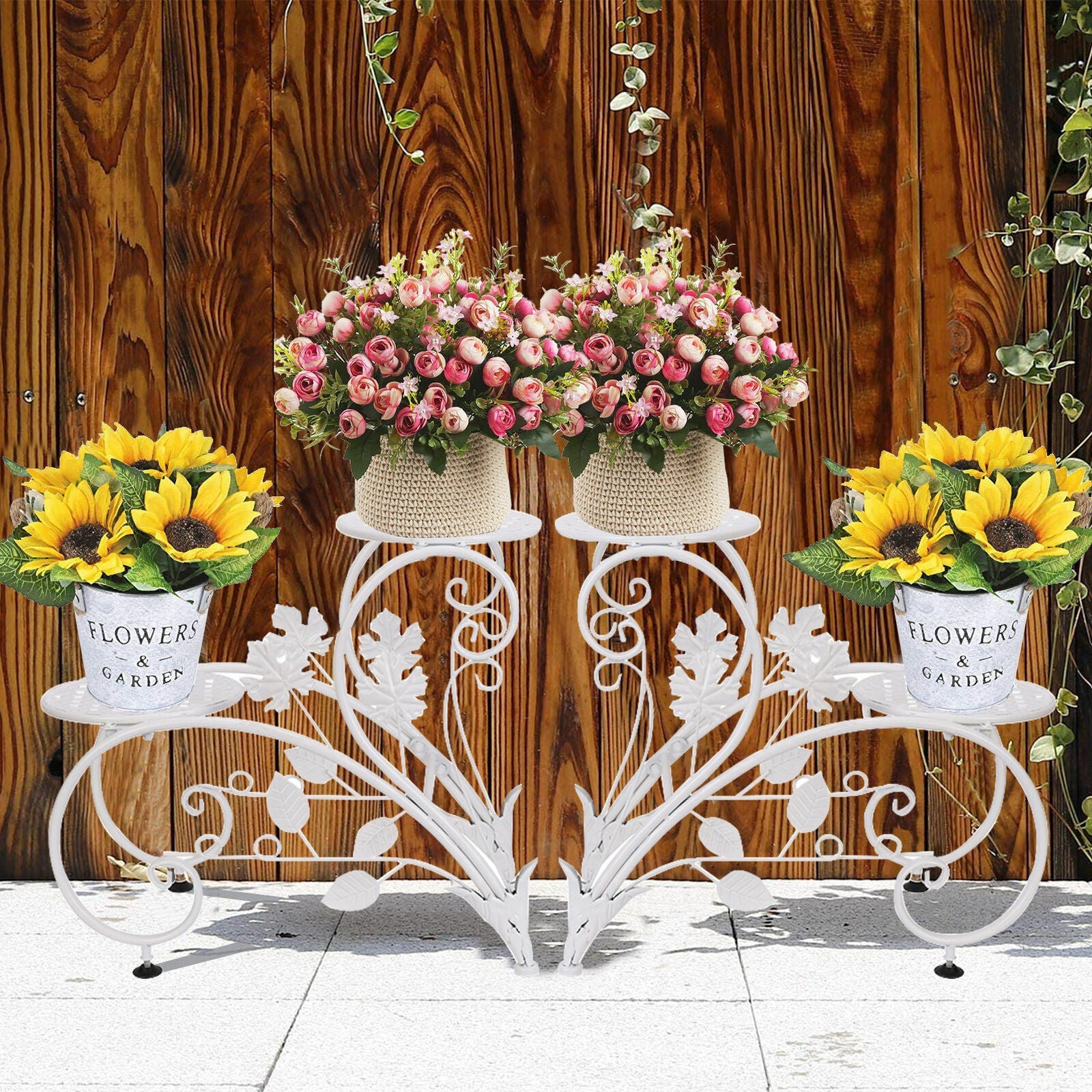 Set of 2 Plant Stand Wedding Garden Flower Shelf Rack Tristar Online