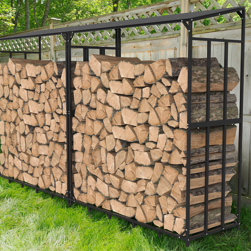 Metal Log Storage Shed Outdoor Firewood Rack Holder Tristar Online