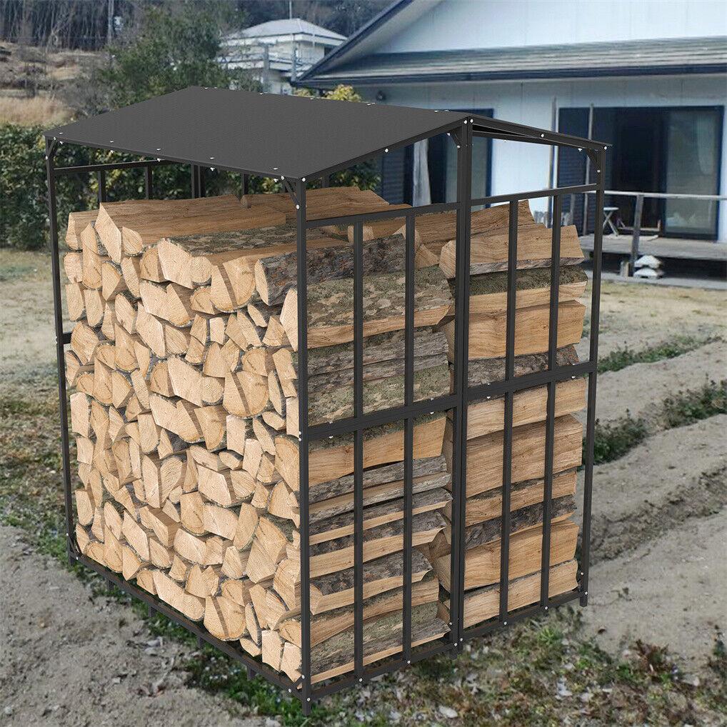 Metal Log Storage Shed Outdoor Firewood Rack Holder Tristar Online