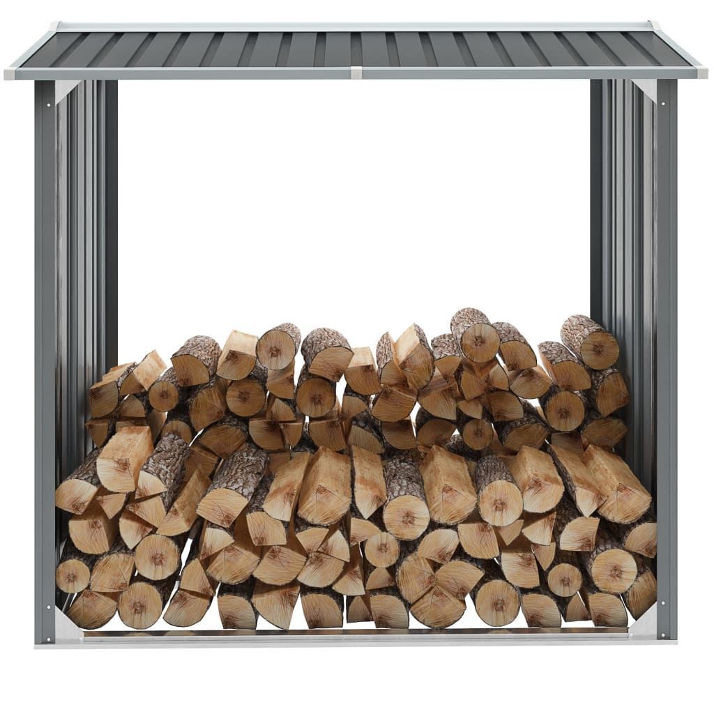Outdoor Log Storage Shed 91cm Firewood Rack Steel w/ Raised Floor & Sloping Roof Tristar Online