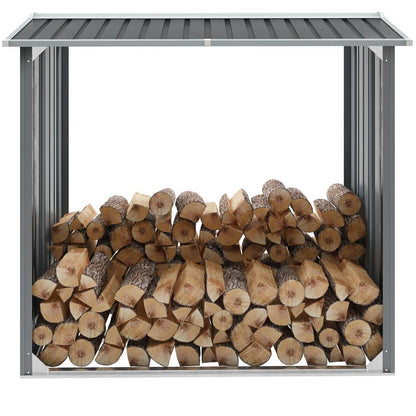 Outdoor Log Storage Shed 91cm Firewood Rack Steel w/ Raised Floor & Sloping Roof Tristar Online