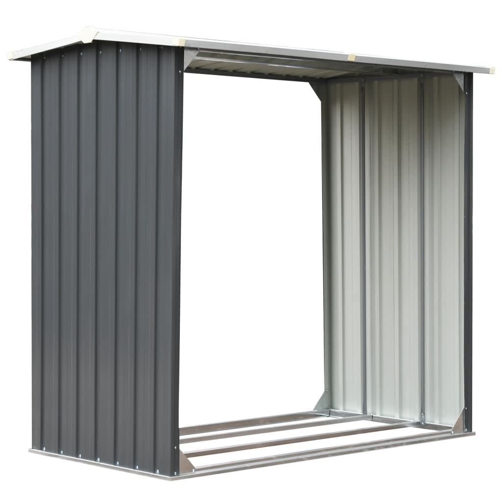 Outdoor Log Storage Shed 91cm Firewood Rack Steel w/ Raised Floor & Sloping Roof Tristar Online