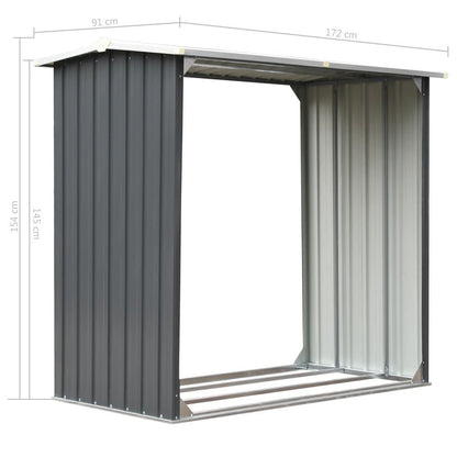 Outdoor Log Storage Shed 91cm Firewood Rack Steel w/ Raised Floor & Sloping Roof Tristar Online