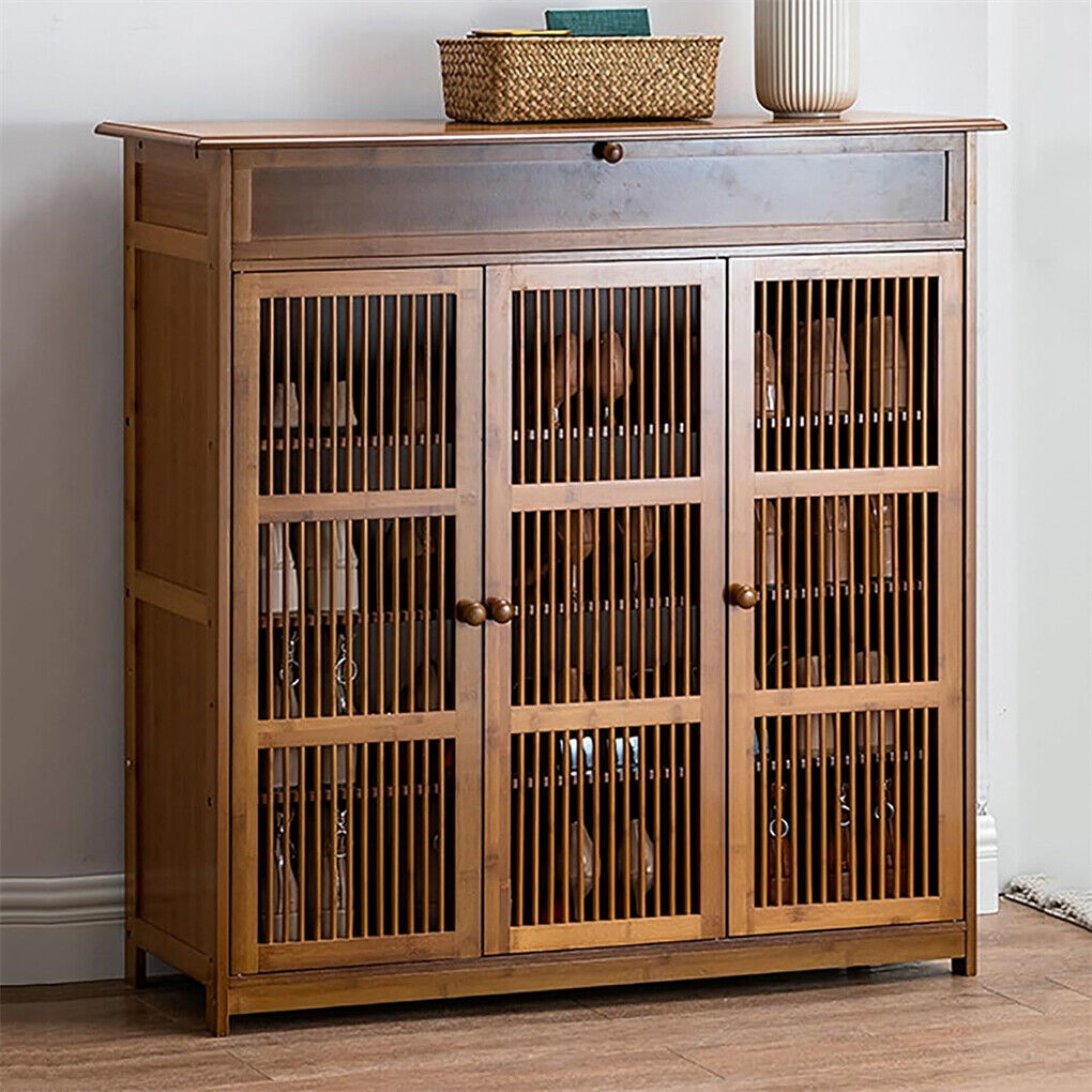 XXL 4-Tier Bamboo Shoe Rack Cabinet with Doors, Drawers Tristar Online