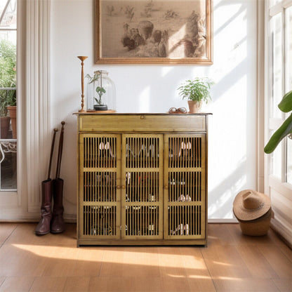 XXL 4-Tier Bamboo Shoe Rack Cabinet with Doors, Drawers Tristar Online