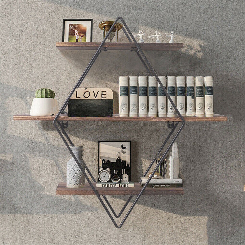 3 Tier Diamond Metal Floating Shelves Wall Mounted Display Tristar Online
