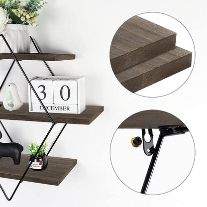 3 Tier Diamond Metal Floating Shelves Wall Mounted Display Tristar Online