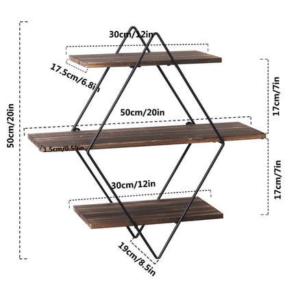 3 Tier Diamond Metal Floating Shelves Wall Mounted Display Tristar Online