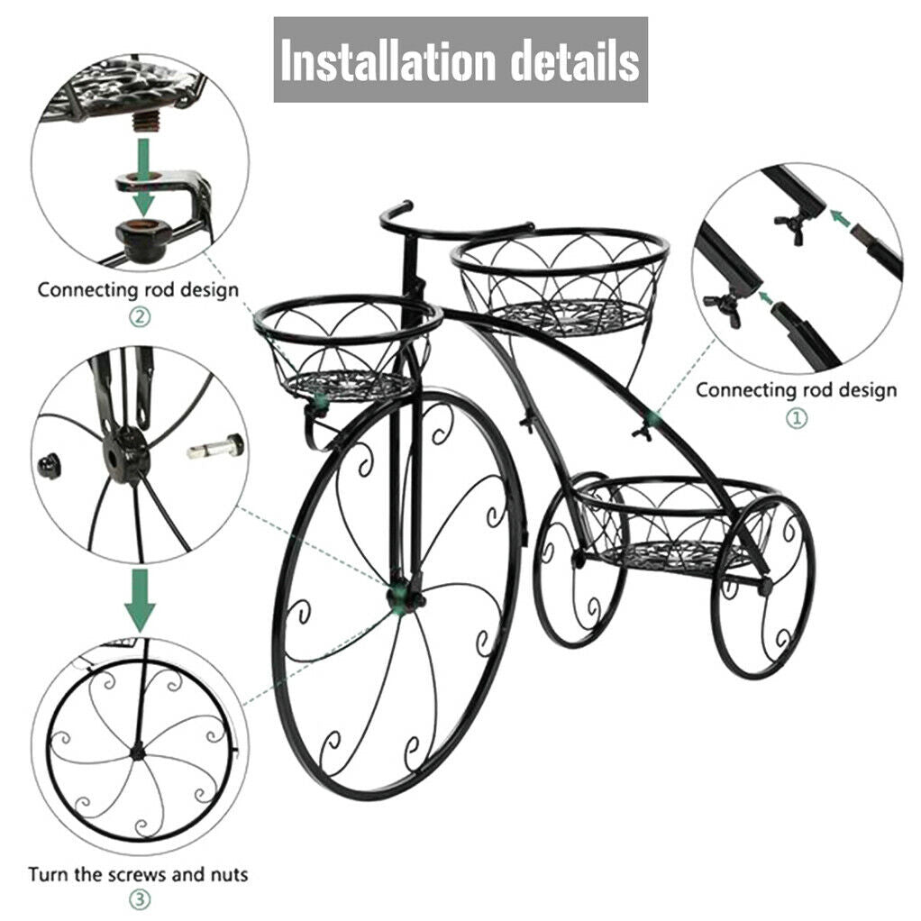 3-Tier Iron Bicycle Plant Stand Rack Tricycle Planter Tristar Online