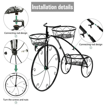 3-Tier Iron Bicycle Plant Stand Rack Tricycle Planter Tristar Online