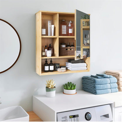 Bamboo Wall Medicine Cabinet Mirror 55.5cm 5 Shelf Tristar Online