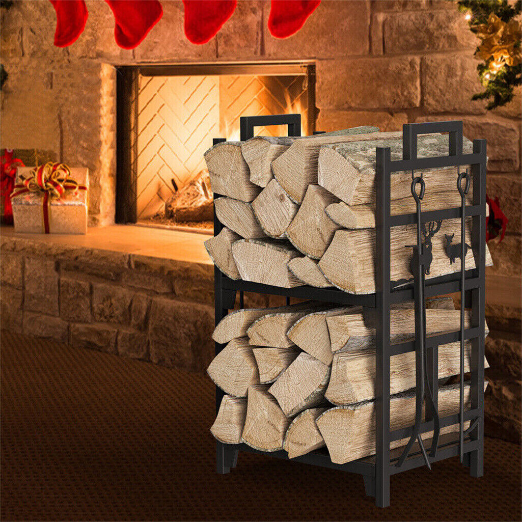 Iron Log Holder Indoor Heavy Duty Firewood Rack 180kg Tristar Online