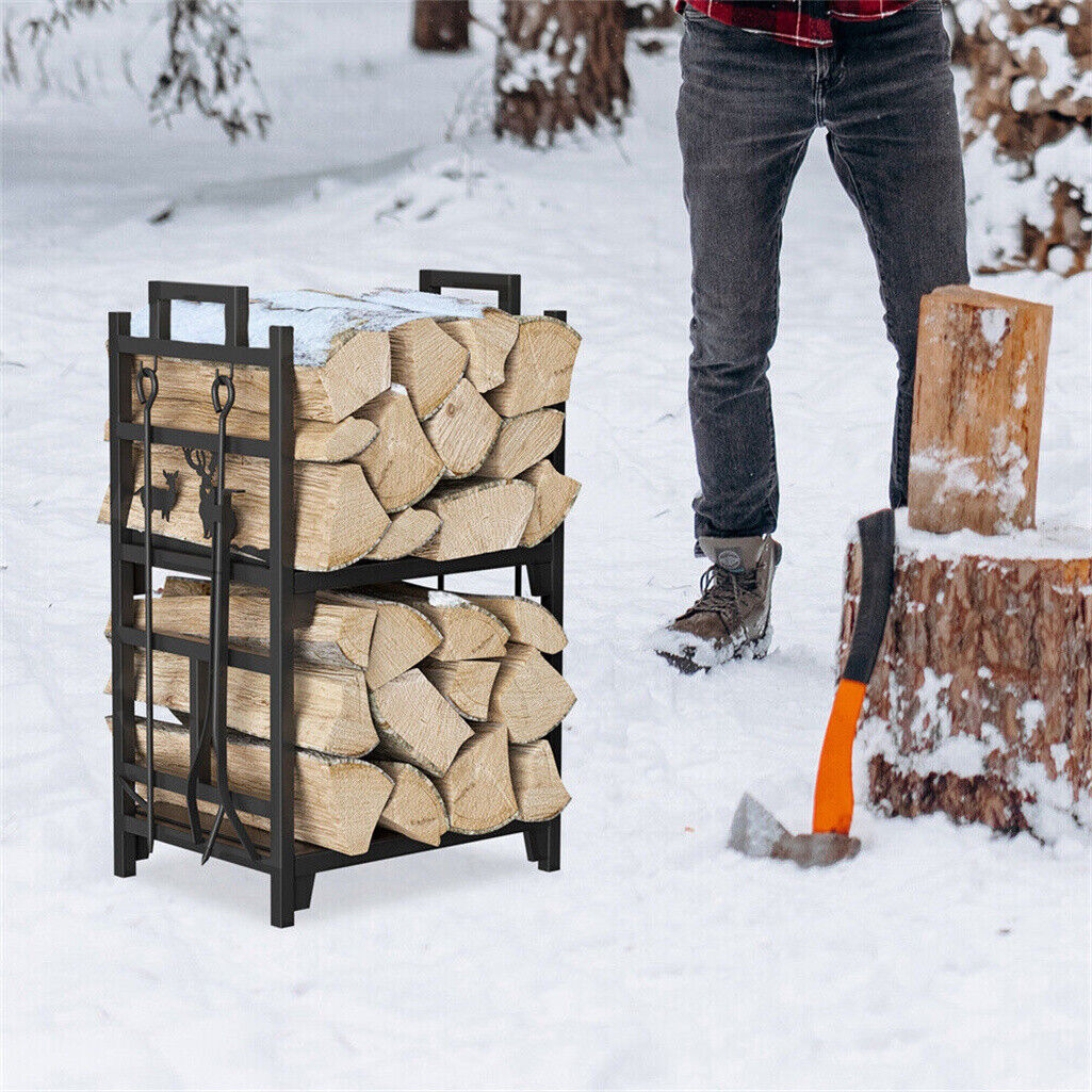Iron Log Holder Indoor Heavy Duty Firewood Rack 180kg Tristar Online