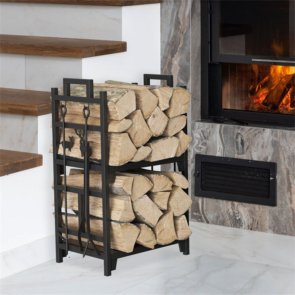 Iron Log Holder Indoor Heavy Duty Firewood Rack 180kg Tristar Online