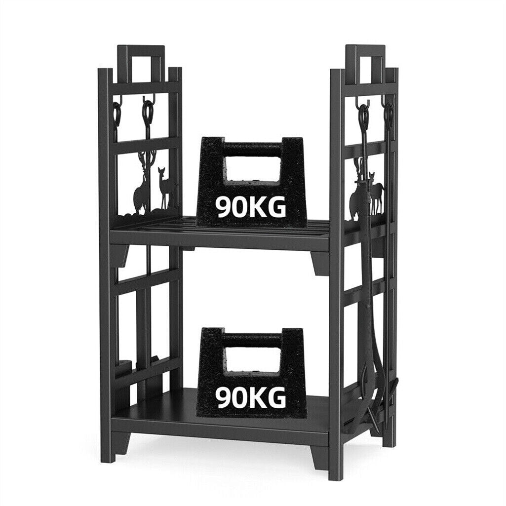 Iron Log Holder Indoor Heavy Duty Firewood Rack 180kg Tristar Online