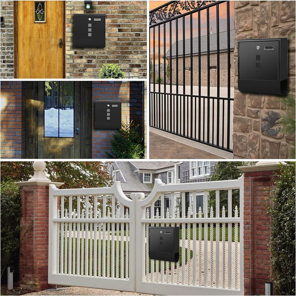 Wall Mounted Lockable Mailbox Galvanized Steel w/ Copper Lock Tristar Online