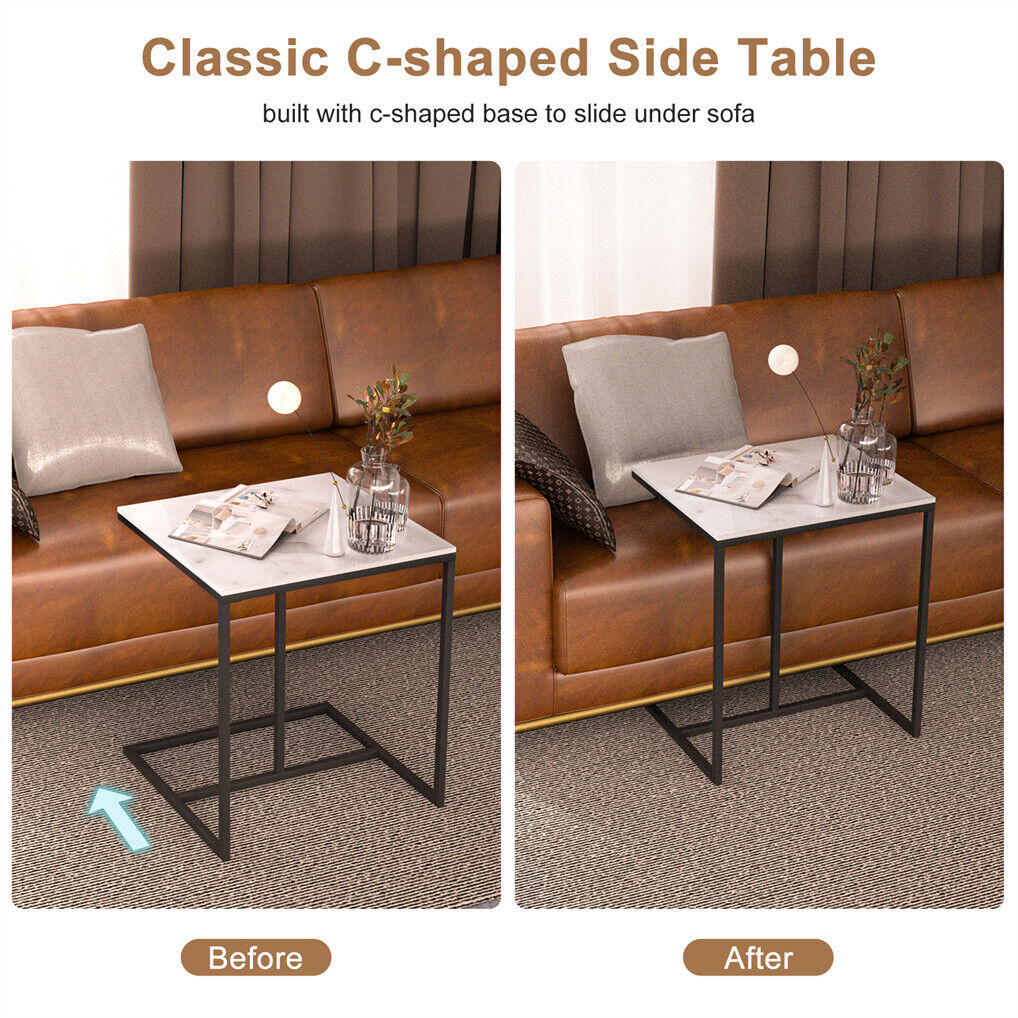 C Shape Sofa Side End Table Sintered Stone Black White Tristar Online