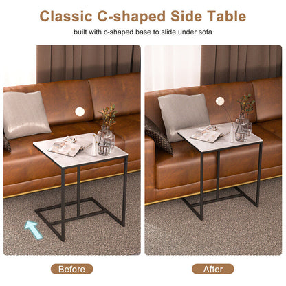C Shape Sofa Side End Table Sintered Stone Black White Tristar Online