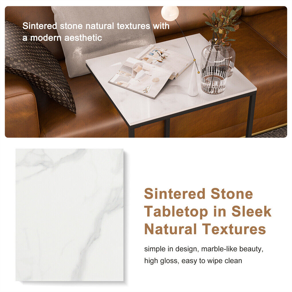 C Shape Sofa Side End Table Sintered Stone Black White Tristar Online