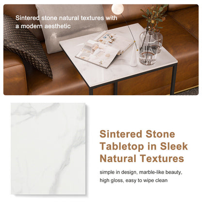 C Shape Sofa Side End Table Sintered Stone Black White Tristar Online