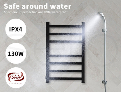 Aluminium Heated Towel Rail 7-Bar Electric Warmer Black Tristar Online