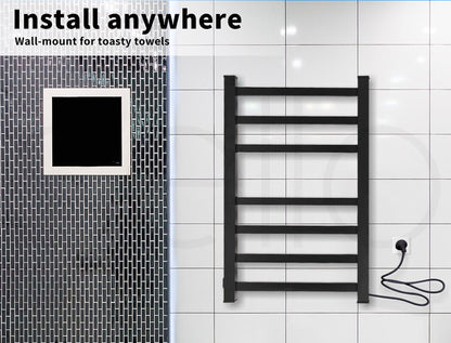 Aluminium Heated Towel Rail 7-Bar Electric Warmer Black Tristar Online