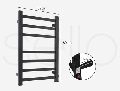 Aluminium Heated Towel Rail 7-Bar Electric Warmer Black Tristar Online